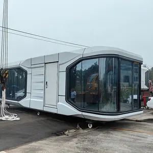 Design moderne Maison conteneur à capsule spatiale Maison mobile portable préfabriquée Structure en acier pour hôtel camping voyage
