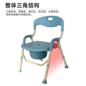 Taburete plegable para personas mayores con ducha, silla de inodoro de aleación de aluminio azul para usuarios con movilidad limitada - Product Image 4