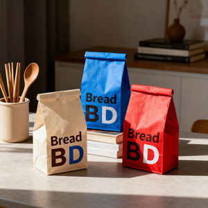 ถุงขนมปังกระดาษคราฟท์กันความชื้นพิมพ์ลายแบบกำหนดเองเป็นมิตรกับสิ่งแวดล้อมพร้อมตัวเลือกการลบและด้ามจับสำหรับบรรจุภัณฑ์อาหาร - Product Image 2