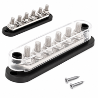 Bloc de distribution d'alimentation 6 gangues 300A M10, barre omnibus, borne de connexion 12V, noir
