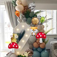 Ensemble de ballons en feuille d'aluminium animaux : renard, raton laveur, hérisson, écureuil, champignon – Ballons Mylar pour décorations de fête sur le thème de la forêt, baby shower, anniversaire