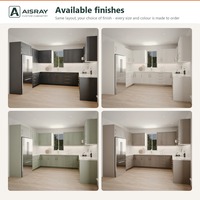 Meuble de cuisine laqué Shaker avec portes encadrées, aménagement en U, dimensions personnalisées, boîtes en panneaux de particules et rangement coulissant