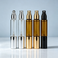 Flacon de parfum en verre transparent ambré 2-en-1 avec bille roll-on et vaporisateur, 10 ml, double embout, rechargeable, pour voyage