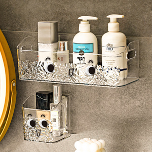 Clear Wall Mount Storage Box With Cartoon Pattern For Bathroom Makeup Organizers 500ml Capacity No Lid - Product Image 3