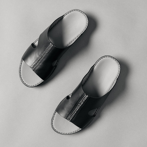 Arabic Men <b>Slipper</b> Premium Italian Full-grain Leather Arab Sandals Wholesale Soft Cushioned Luxury Beach Gulf Daily Wear - Product Image 4