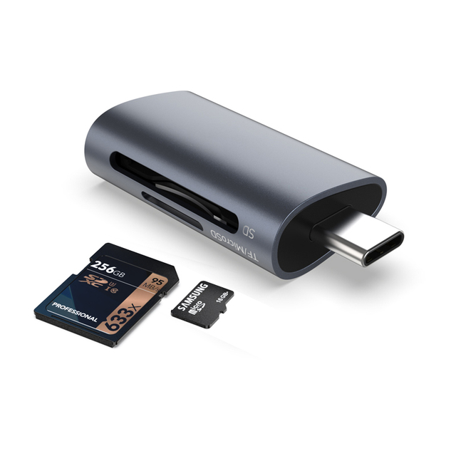 OTG 2-in-1 USB C External Memory Card Reader for Digital Camera SD Card Viewer Dual Slot SDXC SDHC SD MMC RS-MMC Micro SDXC