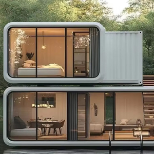 Mini-villa capsule <span class=keywords><strong>en</strong></span> acier résistant aux intempéries, maison modulaire préassemblée pour l'hôtellerie et le stockage de matériel informatique - Product Image 2
