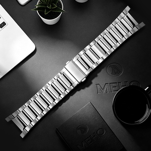 Bracelet de montre en acier inoxydable argenté, bracelet de rechange en métal pour usage quotidien et professionnel - Product Image 1