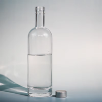 Fournisseurs de bouteilles de vin et de vodka en verre flint de forme ronde avec étiquette personnalisée, 200 ml, 375 ml, 500 ml, 700 ml, 750 ml, 674 g