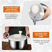 Stainless Steel Salad Spinner Fruit Washer Quick Spinner for Householder Vegetables and Pasta Fries Small Salad Spinner