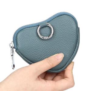 Porte-monnaie pour femme en cuir véritable AndoBag, portefeuille mignon en forme de cœur, sac de rangement à fermeture éclair avec porte-clés 1635 - Product Image 3