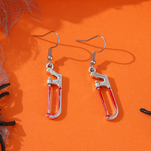 Boucles d'oreilles pendantes Halloween Terreur Lame de Scie Hachette Sang Rouge pour Femme, Ensemble de Boucles d'oreilles Crochet <span class=keywords><strong>Dent</strong></span> de Crâne, Bijoux de Fête - Product Image 3