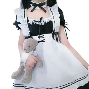 Tenue de demoiselle d'honneur Cosplay Robe Lolita japonaise mignonne Noir Blanc Polyester Taille adulte Taille unique - Product Image 2