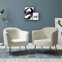 Design moderne Simple Contemporain Élégant Loisirs Petit Fauteuil Rembourré Hôtel Velours Blanc