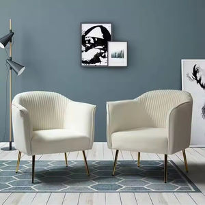 Design moderne Simple <span class=keywords><strong>Contemporain</strong></span> Élégant Loisirs <span class=keywords><strong>Petit</strong></span> <span class=keywords><strong>Fauteuil</strong></span> Rembourré Hôtel Velours Blanc - Product Image 2