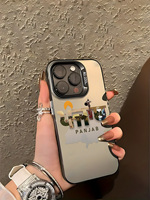 Coque en TPU mat à motif typographique Paysage Culturel du Punjab, Housse de téléphone souple antichoc pour iPhone 17 16 15 14 13 Pro Max