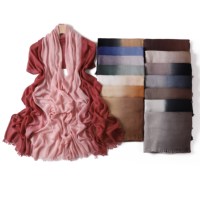 Hijabs en rayonne, châle bicolore dégradé avec franges, écharpe légère, foulard polyvalent pour femmes musulmanes, couvre-chef modeste