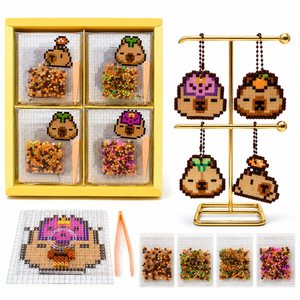 Kit de manualidades con cuentas de animales en píxeles, con tablero de clavijas, pinzas y colgantes, juguete para niños de 8 a 13 años, tema de animales y naturaleza. - Product Image 1