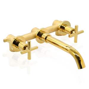 Роскошный современный настенный кран с 2 ручками, латунный Смеситель для ванной, раковины, смеситель с 3 отверстиями, смеситель черного золота для ванной комнаты - Product Image 1