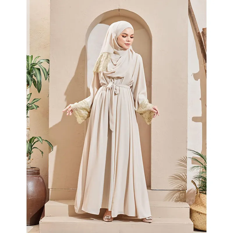 ठोस रंग इस्लामी जुब्बा Hotsale बुटीक नई डिजाइन Abaya महिलाओं मलेशिया दैनिक पोशाक Daffah Jubah