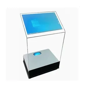 New Technology Modern Style Transparent Glass Crystal Podium All-in-one Machine Exhibition Imaging Lcd Touch Screen Digital Hd