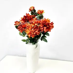 Новый продукт 2 головки высокой имитации искусственный цветок оранжевого цвета цветок георгины