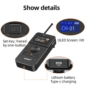 Micrófono Lavalier <span class=keywords><strong>bidireccional</strong></span> UHF de Audio profesional con auriculares, llamadas, conferencias, monitoreo, micrófono inalámbrico confiable - Product Image 5