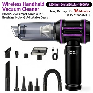 Nouvel aspirateur de voiture portable puissant 2026, rechargeable par USB, noir et violet, autonomie 30-45 min, trois vitesses, sans balais - Product Image 1