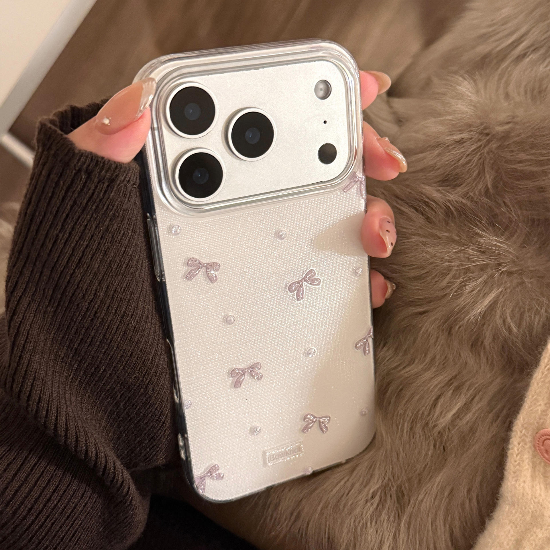 Tejido de punto blanco Liusha gris perla