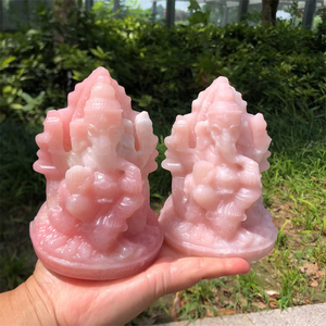 งานแกะสลักคริสตัลหินธรรมชาติ โอปอลสีชมพู แกะสลักพระพิฆเนศ คริสตัลพระพิฆเนศสำหรับตกแต่งบ้าน - Product Image 1