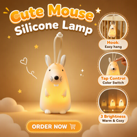 Lampe de chevet LED tactile portable personnalisée mignonne en silicone pour enfants, lampe de nuit pour chambre d'enfant, souris personnalisée, cadeau lumineux, jouets colorés