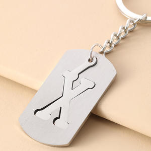 Initiale personnalisée A - Z lettre Options porte-clés en acier inoxydable Alphabet porte-clés personnalisé monogramme cadeau pour hommes femmes - Product Image 4