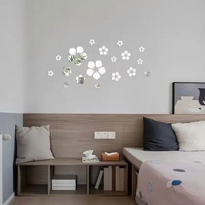 18 Piezas de Adhesivos Decorativos de Pared con Espejo Acrílico, Decoración de Pared con Espejo Autoadhesiva, Decoración de Espejo Removible, Flor 3D - Product Image 4