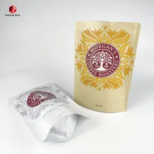 Custom Full Print Tea Coffee Food Stand up Recycled Packaging Foil Lined Bag Plastic Resealable Zipper Top Doypack