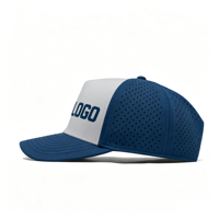 Casquette de baseball structurée en nylon imperméable à 5 panneaux, bicolore, perforée au laser, avec corde de golf, pour le sport et le golf