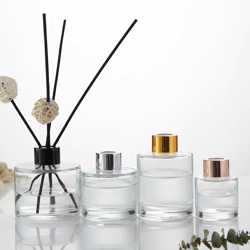 Wholesale 50ml To 250ml Empty Round Clear Glass Aroma Decor Reed Diffuser Bottles With Cap