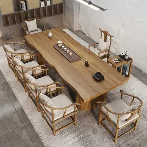 Conjunto de mesa e cadeira de chá em madeira maciça estilo escritório em tamanho real e sala de estar inspirada em Zen mesa de centro moderna chinesa para escritório doméstico