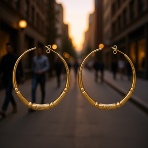 Orecchini a cerchio placcati in oro Ltc, lega di zinco, gioielli alla moda unisex, diametro 50 mm - Product Image 2