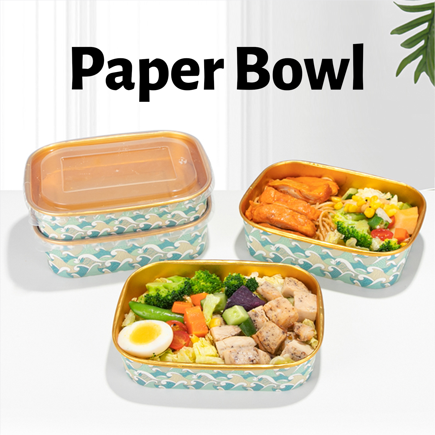 Disposable Paper Bowl Shallow Plate square Paper Lunch Box Shallow Mouth square Packing Takeout Bento Lunch Box