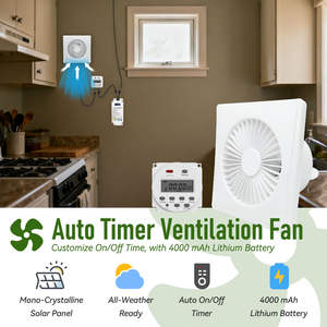 Duurzame waterdichte 8-inch zonne-aangedreven wandventilator met 2 kogellagers, timer, 4A batterij, 25W, OEM ODM, geschikt voor pluimveestallen en schuren, betrouwbaar - Product Image 2