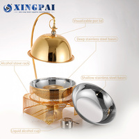 XINGPAI Hotel & Restaurant De Luxe 8L En Acier Inoxydable Doré Réchaud Avec Support Couvercle Équipement De Restauration Buffet Réchauffeur De Nourriture