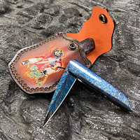 HR 2026 Nouveau Couteau de Poche Tactique Pliant Haut de Gamme en Damasteel pour Camping, Survie et Chasse, Multi-Fonction, Trempé Bleu