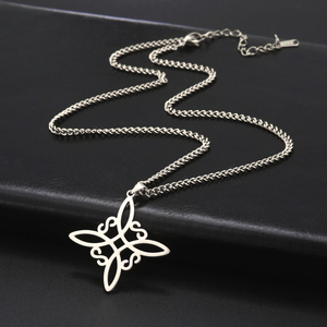 Pendentif noeud de sorcière celtique collier femme en acier inoxydable breloque pour hommes bijoux de mode Wicca cadeau d'anniversaire - Product Image 2