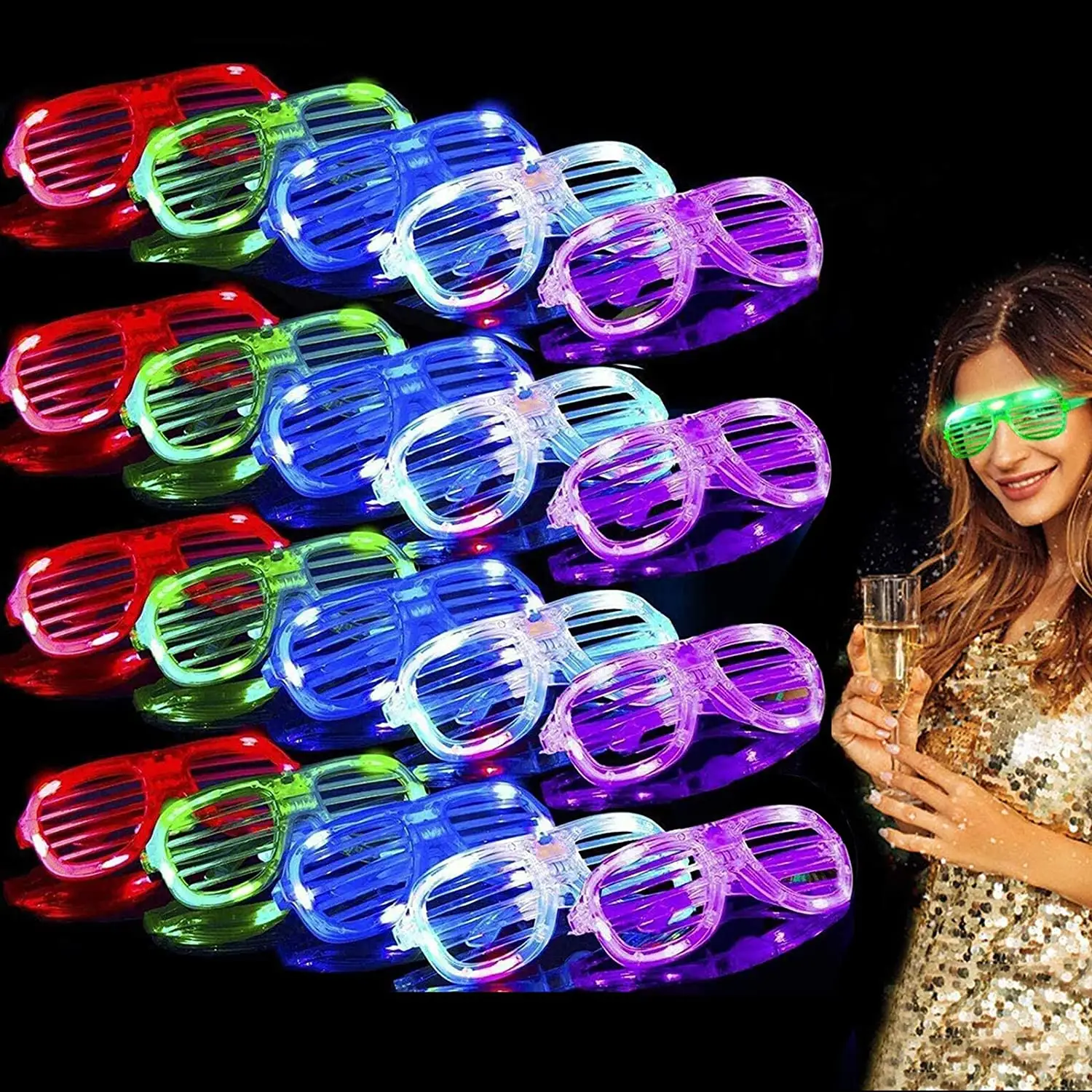 Hot Sale Glow In The Dark Party Supplies Light Up Led Luminous Toy Color Led Shutter Glow Glasses Party Led Eye Glasses