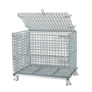 Heavy Duty Steel High Capacity Mesh Box Wire Cage Metal Bin Storage Container