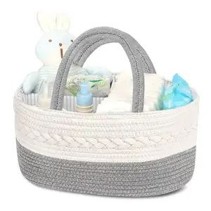 Handmade Foldable Storage Baskets Cotton Rope Basket Diaper Caddy Organizer Baby Gift Baskets