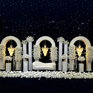 ZKAI Soporte <span class=keywords><strong>de</strong></span> PVC Duradero para Decoración <span class=keywords><strong>de</strong></span> Bodas, Arco <span class=keywords><strong>de</strong></span> Acrílico PVC Blanco 3D <span class=keywords><strong>de</strong></span> Lujo con Candelabro - Product Image 1