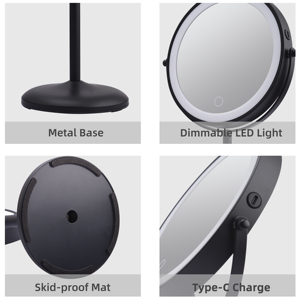 Thông minh hai mặt 3 màu LED Dimmable đèn trang điểm gương với 5X Độ phóng đại USB sạc cho máy tính để bàn sử dụng mỹ phẩm - Product Image 6