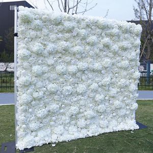 Panel de Fondo Floral Enrollable con Cremallera 5D 7D de Lujo F79, 8 pies x 8 pies, Pared de Flores Artificiales de Seda Blanca para Decoración de Bodas - Product Image 5