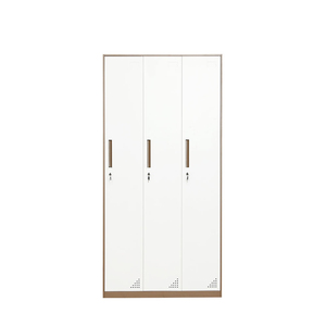Design moderne Casier de rangement en acier à 3 portes Armoire de bureau en métal de qualité Finition marron blanc Convertible pour l'hôpital et l'école - Product Image 1